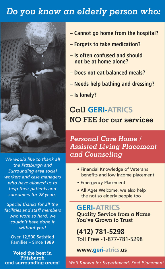 GERI-ATRICS Personal Care Home Placement & Counseling services